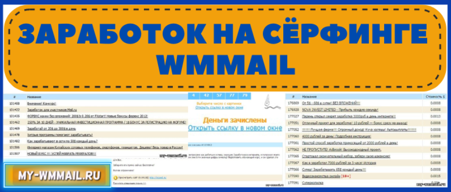 Виды сёрфинга на Wmmail, заработок на сёрфинге сайтов