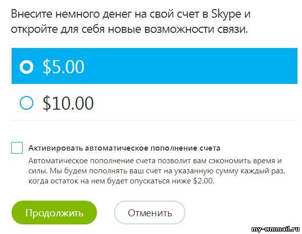 пополнить счёт свой скайп