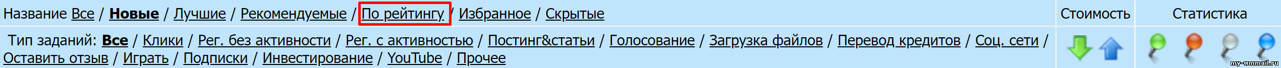 задания по рейтингу на wmmail